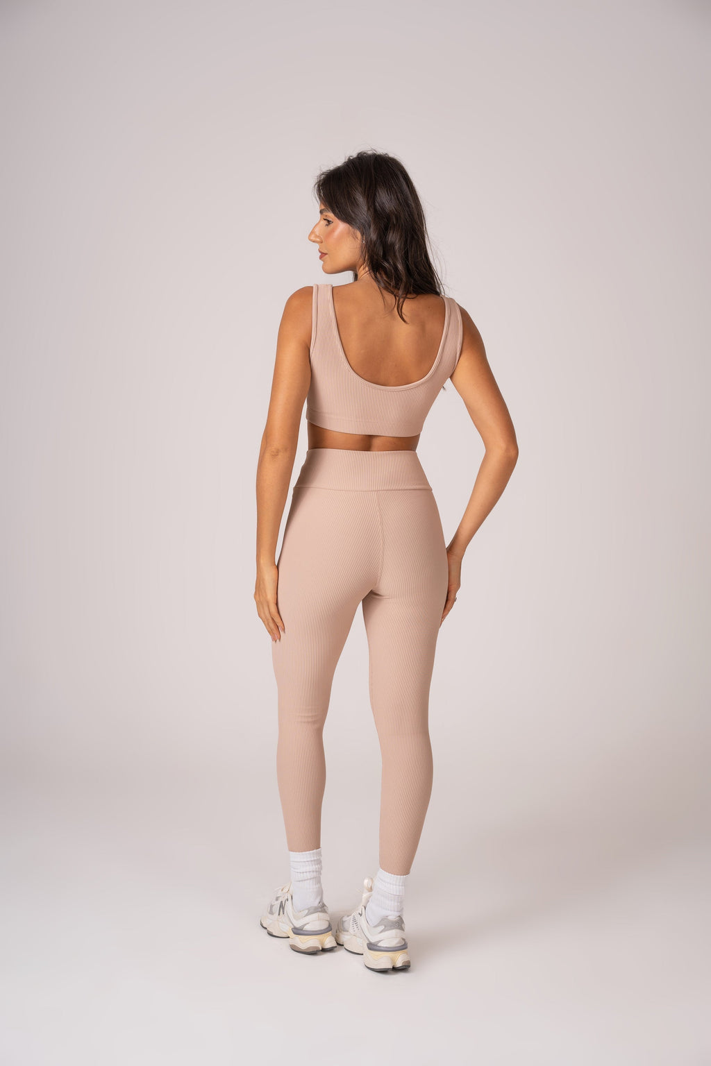 Flow Leggings & Strap Top Set — Beige