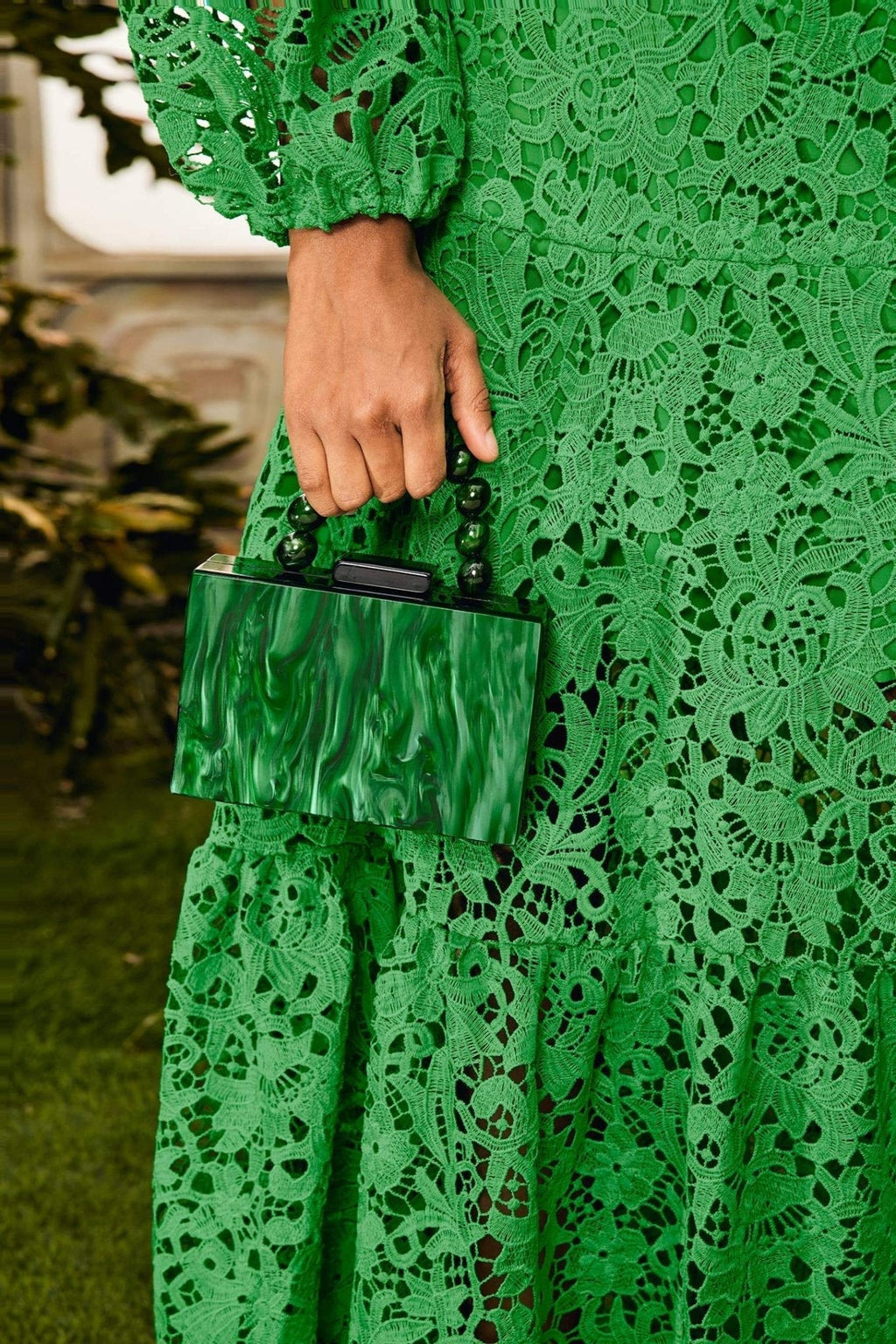 Beaded Chain Marbling Handbag