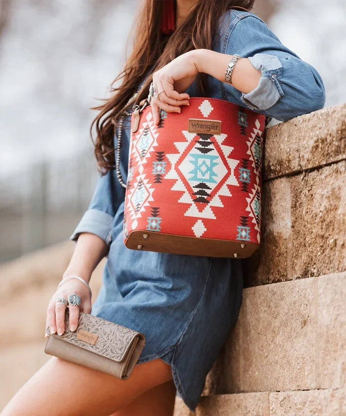 Wrangler Dual Sided Print Canvas Shoulder Bag